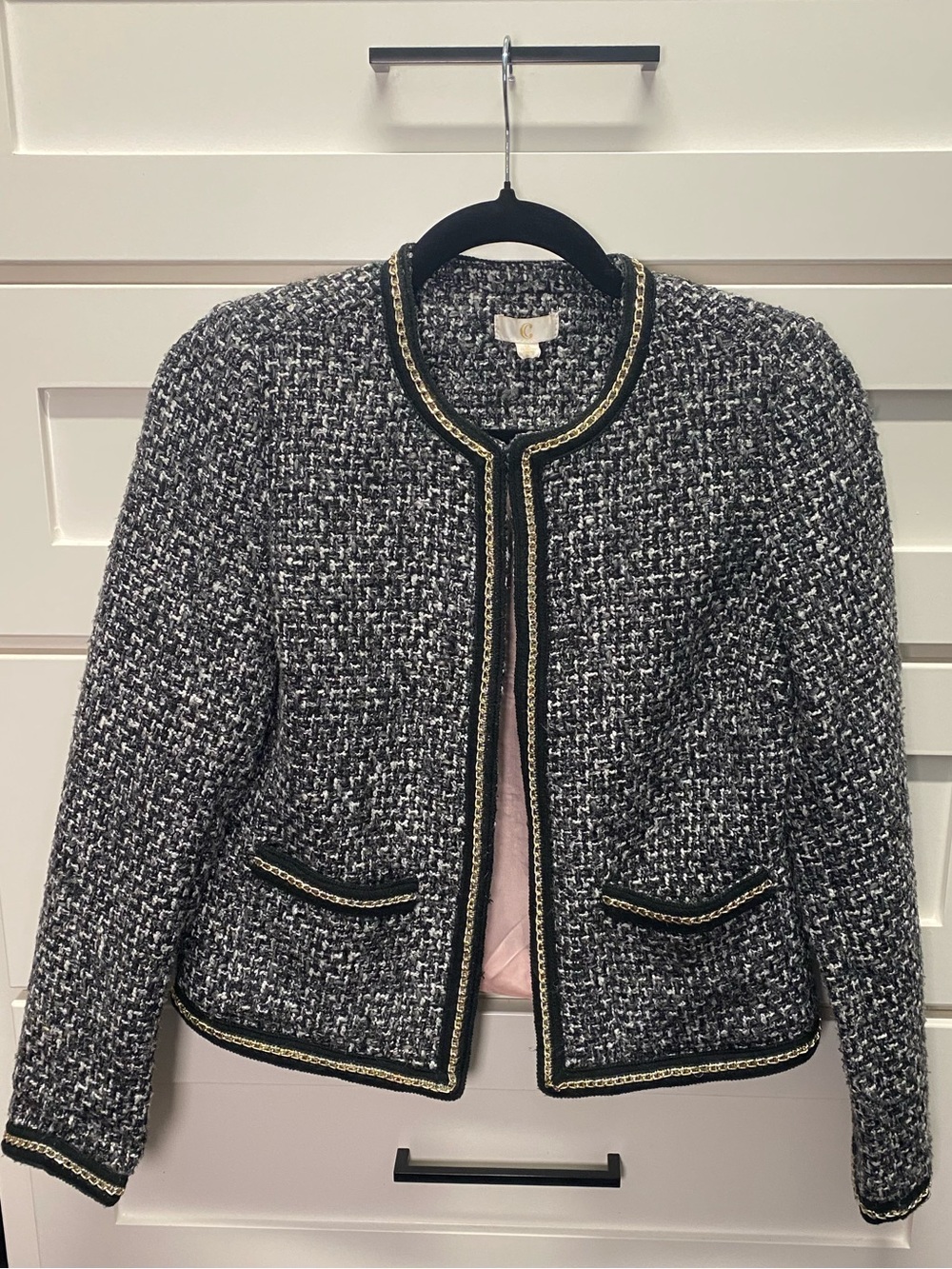 Tweed Chain-Trim Blazer